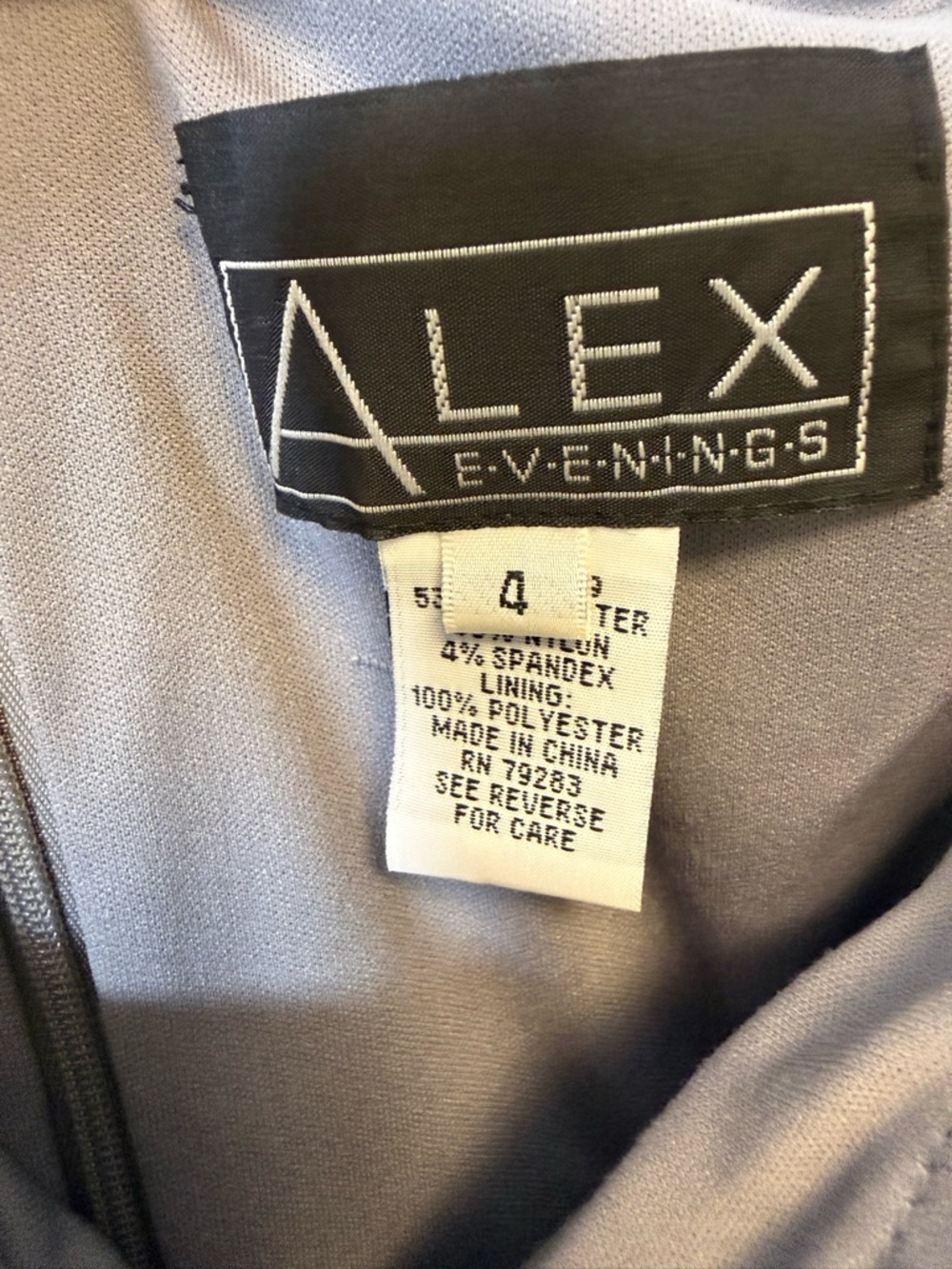 Alex Evenings Gray Ruched Cocktail Dress With Beaded Neckline Women’s Size 4 - Picture 3 of 11